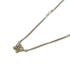 ANNA SUI(アナスイ) ネックレス美品  - シルバー×クリア×パープル バタフライ(蝶)