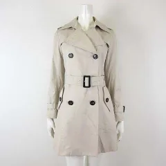 セシルマクビー CECIL McBEE コート トレンチコート 裏ダマスク 総柄 エポレット ウエストベルト ミディ丈 M ベージュ