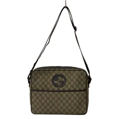 GUCCI(グッチ) ショルダーバッグ インターロッキングG/GGプラス・GGスプリーム 201852 ベージュ×エボニー×ダークブラウン レザー