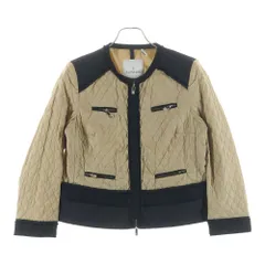 MONCLER (モンクレール) ROSELINE ノーカラー キルティング ジップアップジャケット ブラウン/ブラック 210934550600のサムネイル