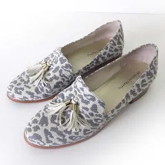 オリエンタルトラフィック ORIENTAL TRAFFIC ローファー パンプス タッセルローファー ジャガード 豹柄 レオパード柄 41 オフ白 グレー 25.5cm くつ 靴 シューズ 大きいサイズ