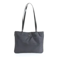 美品 プラダ テスート ナイロン トライアングルロゴ レザー トート バッグ 肩掛け ショルダー ブラック レディース RWM DN39-2【中古】