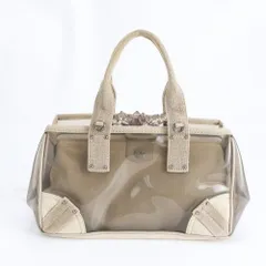 美品 プラダ ビジュー 装飾 ビニール キャンバス トート バッグ 肩掛け ショルダー ハンド レディース RWM DN43-8【中古】