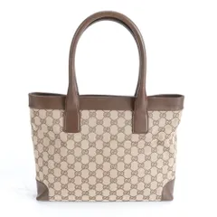 美品 グッチ GGキャンバス 33890 レザー トート バッグ 肩掛け ショルダー ハンド 本革 ブラウン 茶色 レディース RWM DN41-9【中古】