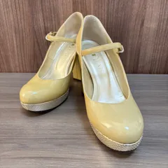 ★DIANA ダイアナ パンプス イエローベージュ ストラップ付き エナメル  パイソン柄 サイズ23cm