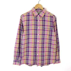 ユニクロ UNIQLO シャツ マドラスチェック リネン コットン 長袖 L マルチカラー