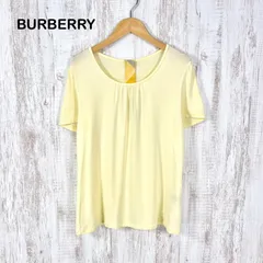 BURBERRY LONDON バーバリーロンドン ホースロゴ刺繡 フロントギャザー ドレープ ショートスリーブ カットソー イエロー レディース トップス 大きいサイズ