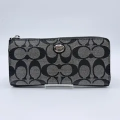 COACH（コーチ）シグネチャー アコーディオンジップ 長財布 ラウンドファスナー ブラック系