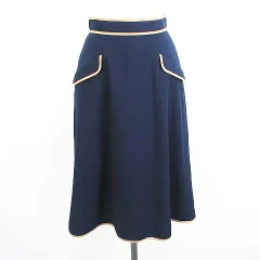 ナチュラルビューティーベーシック NATURAL BEAUTY BASIC スカート ボトムス ロング丈 フレア バイカラー S ネイビー×キャメル ※EKM