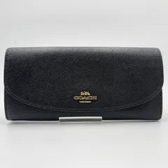 COACH（コーチ）クロスグレイン レザー スリム エンベロープ 長財布 ブラック F54009