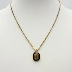 Christian Dior（クリスチャン・ディオール）CDロゴ ラインストーン ネックレス ゴールド×ブラック