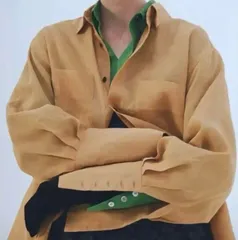 【Uhr/ウーア】シアーシャツ ブラウス オレンジブラウン フリーサイズ 日本製