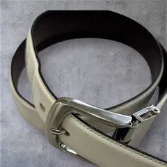 【USED】ベルト BURBERRY BLACK LABEL バーバリー ブラックレーベル レザーベルト 本革 ホワイト 廃盤 レア ヴィンテージ風 クラシック ビジネス フォーマル カジュアル 希少