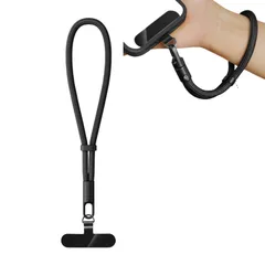 [Liebendo] スマホストラップ 手首 セット 携帯ストラップ スマホ ストラップ ナイロンロープ リスト 長さ調節可能 全機種対応 紛失 落下防止 ケータイストラップ 携帯電話 フォンタブ ハンドストラップ phone strap (ブラ [ブラック]