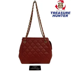 シャネル キャビアスキン マトラッセ チェーンショルダーバッグ レッド CHANEL 【102049565002】