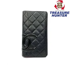 CHANEL(シャネル) カンボンライン 二つ折り財布 A26717 ソフトカーフレザー×エナメル ブラック レディース ウォレット 【102059280001】