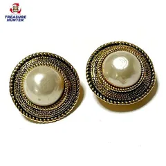 【中古】シャネル フェイク パール ラウンド イヤリング ヴィンテージ ゴールド レディース アクセサリー CHANEL 【102037220002】