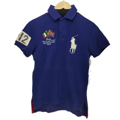 ポロバイラルフローレン Polo by RALPH LAUREN ビッグポニー刺繍 国旗 ワッペン 鹿の子 ポロシャツ メンズ import：XS 