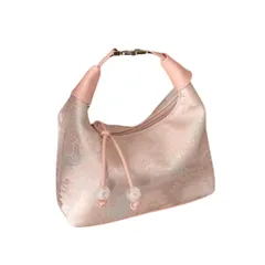 [Liebendo] ショルダーバッグ 和装バッグ ハンドバッグ パール チェーン付 パーティーバッグ ポーチ レディース オケージョン 和柄 浴衣 振袖 卒業式 成人式 着物 結婚式 バッグ 肩掛け おしゃれ 可愛い かわいい (ピンクベ [ピンクベージュ]