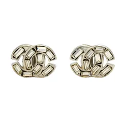 【6jbb0315-k】シャネル イヤリング ココマーク メタル ラインストーン シルバー【中古】レディース