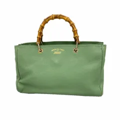 【6bc3764-k】グッチ ハンドバッグ バンブー 323660 レザー グリーン シャンパンゴールド金具【中古】レディース