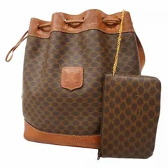 【6bc3821-k】セリーヌ ショルダーバッグ マカダム PVC ブラウン ゴールド金具【中古】レディース