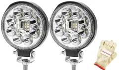 LED ワークライト 作業灯 2個セット 12V 24V 高輝度SMD ロゴ軍手付 丸型 投光器 照明 トラック トラクター フォークリフト 除雪機 船舶