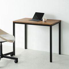 新品］オーク突板 パソコンデスク 90 コンセント付き アイアン脚