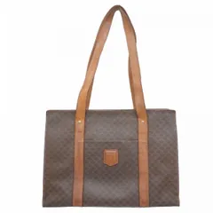 ★SALE【6ba1240-k】セリーヌ トートバッグ マカダム PVC ブラウン ゴールド金具【中古】レディース