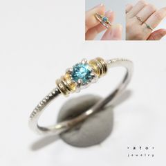 チカチカとファイア輝くスフェーンのK10小ワッカシルバーリング10.5号