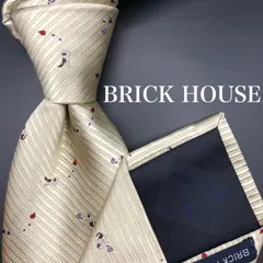 【美品】BRICK HOUSE ネクタイ 小紋 犬 ゴールド