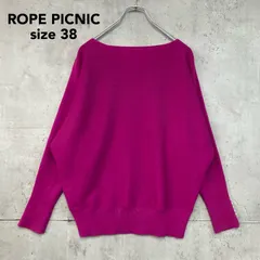 美品 ROPE PICNIC ロペピクニック ニット セーター ボートネック ドルマンスリーブ 袖パール ボタン 無地 ピンク 38 Mサイズ トップス オフィスカジュアル きれいめ 上品 フェミニン 通勤 通学 デート 華やか シンプル ★ ◆■