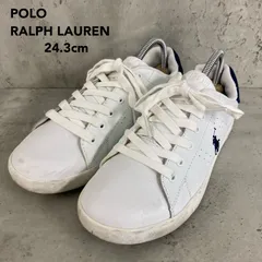 POLO RALPH LAUREN ポロ ラルフローレン スニーカー ビルトン BILTON ホワイト 白 24.3cm US5 ローカット 靴 ポニー 刺繍 ロゴ 定番 キャンバス レザー 通学 通勤 カジュアル シンプル ★ ■■