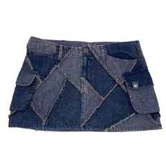 EL RODEO Y2K パッチワーク デニム ミニスカート リメイク風 ポケット付き