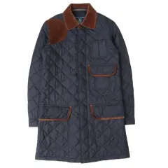 ラルフローレン ネイビー ハンティング ポケット スウェード キルティング コート