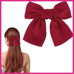レッド サムコス 成人式 髪飾り ウェディング ヘッドドレス ヘアアクセサリー 髪飾り 成人式 卒業式 結婚式 大きめ 髪留め ビッグ リボン バレッタ おしゃれ (赤)