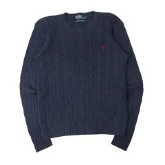 ポロ ラルフローレン ネイビー シルク カシミア ケーブル ニット