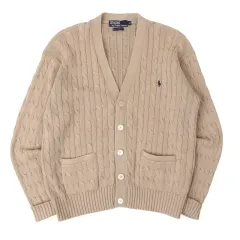 90s ポロ ラルフローレン ベージュ ケーブル ニット カーディガン