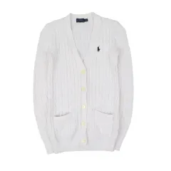 ポロ ラルフローレン 白 ケーブル ニット カーディガン