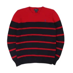 ポロ ラルフローレン レッド ストライプ ニット