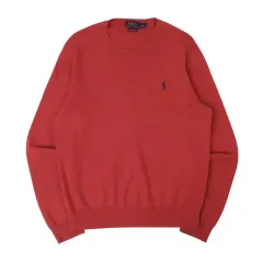 ポロ ラルフローレン レッド ピマコットン ニット