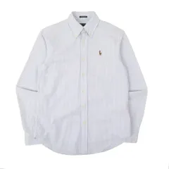 ポロラルフローレン ウィメンズ オックスフォード ライトブルー ストライプ シャツ