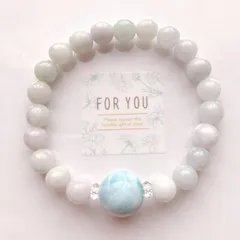 大玉ラリマー翡翠天然石ブレスレットパワーストーンブレスレット