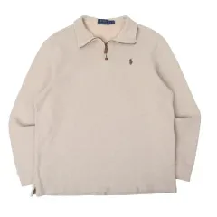 ポロラルフローレン ライトベージュ ハーフジップアップ ニット スウェットシャツ