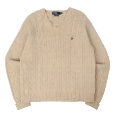 ポロ ラルフローレン ベージュ ラムウール ケーブル ニット