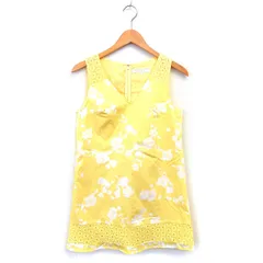 マーキュリーデュオ MERCURYDUO ワンピース フレア ミニ レース 透け感 コットン 綿 花柄 ノースリーブ F 黄 イエロー /NT12