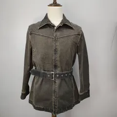 Jean Paul GAULTIER HOMME ゴルチェオム　 48　デニムジャケット ブルゾン　ダメージ加工 　腰ベルト付　コート　ストレッチ　 Y2k 　【0136H】