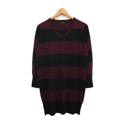 23区 オンワード樫山 ワンピース 長袖 Vネック ミニ ウール ボーダー 38 ワインレッド /KT30