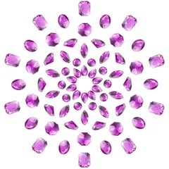 PH PandaHall 約70個/セット 7種 ビジュー パーツ 2穴 アクリル ラインストーン 縫製フラットバック カボション レジン封入 デコ素材 手芸用 クラフト ジェリー用 アクセサリーパーツ 手作り素材 装飾材料 パープル