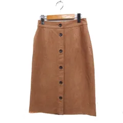 ナチュラルビューティーベーシック NATURAL BEAUTY BASIC スエードライク ボタンダウン タイトスカート ミディ丈 無地 S キャメル 茶 /FT17
